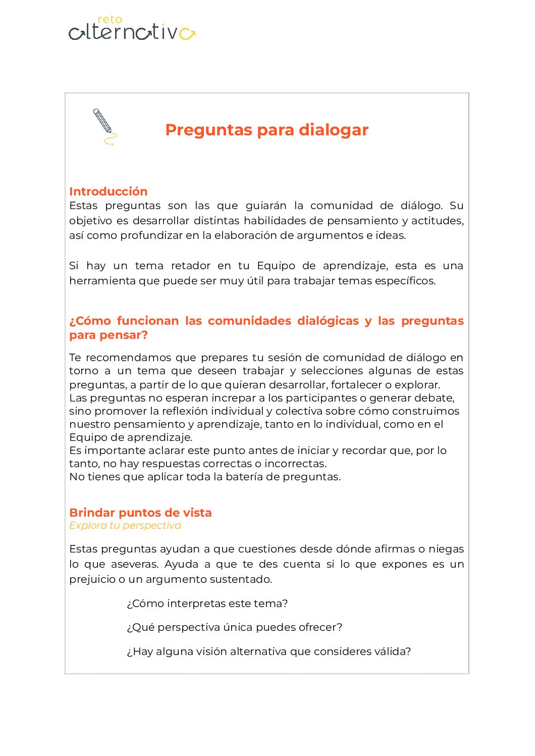 Preguntas para dialogar